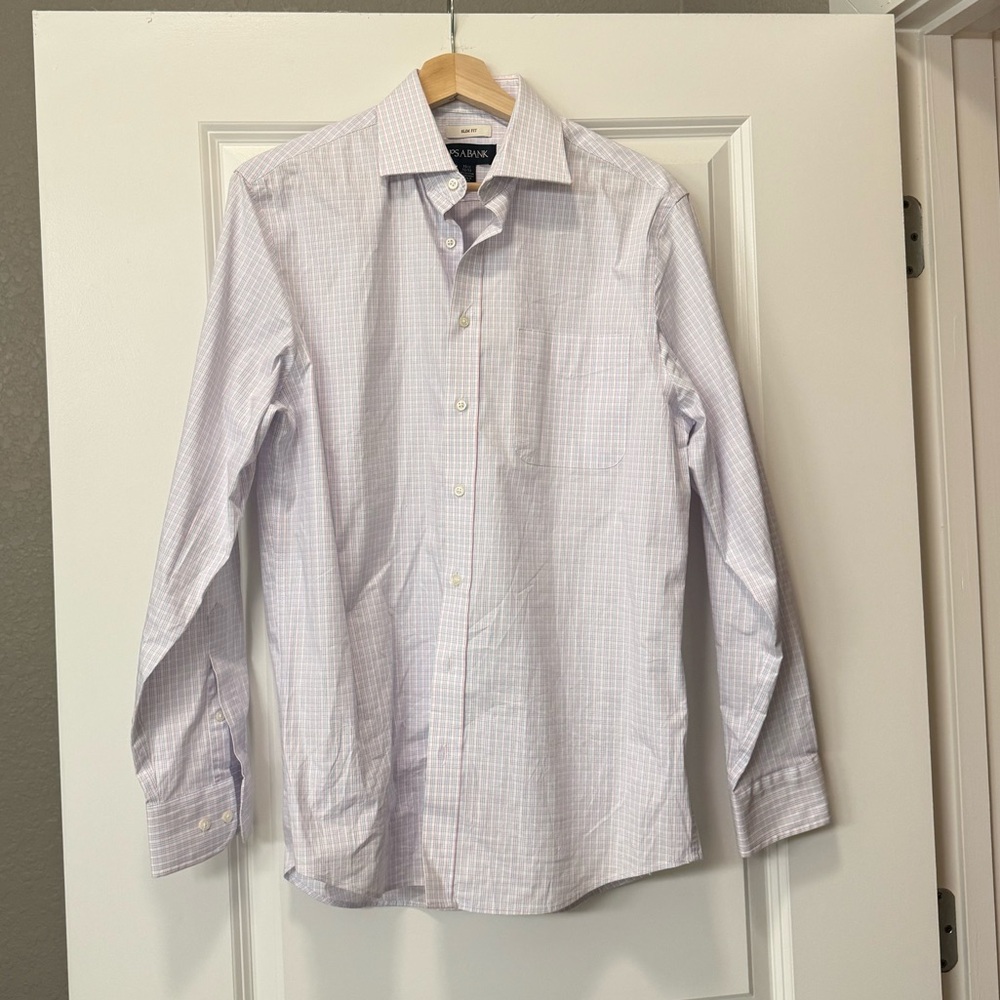 Jos. A. Bank Pink and Blue Checkered Dress Shirt